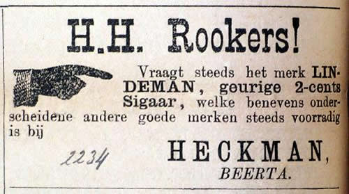 Een advertentie in de Winschoter Courant van kapper Hekman